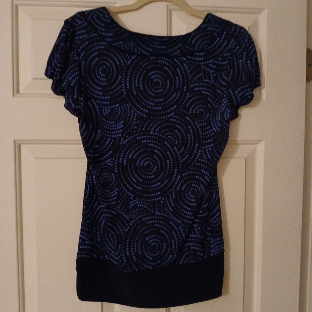 Elegant Blue Patterned Women's Top